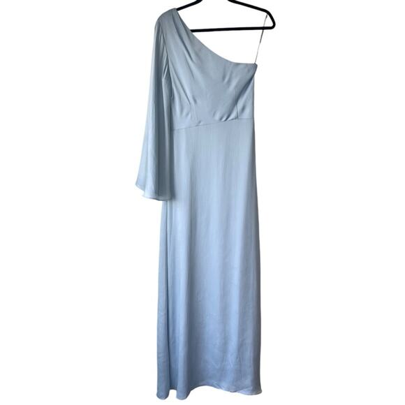 Sachin & Babi Keely One-Shoulder Satin Gown Size 4 Ice Blue - Picture 2 of 10